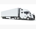 Semi Truck With Refrigerator Trailer 3D 모델  front view