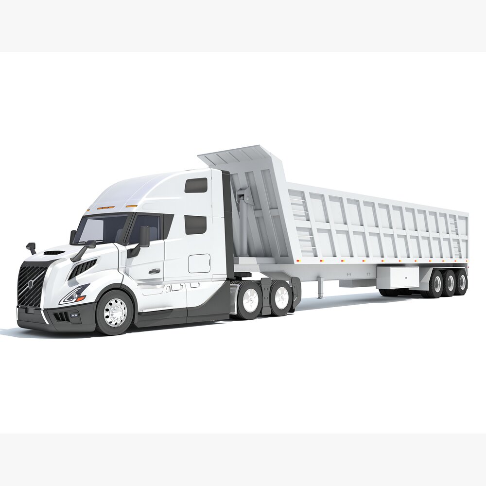 Semi Truck With Tipper Trailer 3D модель