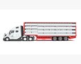Animal Transporter Semi Truck And Trailer 3D модель back view