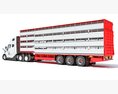 Animal Transporter Semi Truck And Trailer 3D 모델  wire render