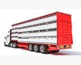 Animal Transporter Semi Truck And Trailer Modello 3D
