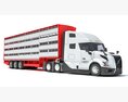 Animal Transporter Semi Truck And Trailer 3D-Modell Draufsicht