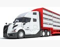 Animal Transporter Semi Truck And Trailer 3d model