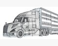 Animal Transporter Semi Truck And Trailer 3D модель