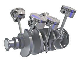 Animated V6 Engine Cylinders 3D model