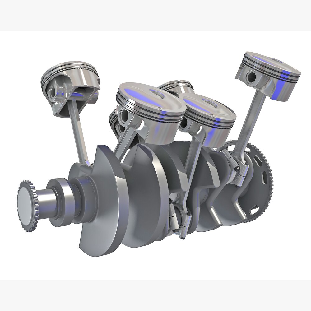 Animated V6 Engine Cylinders 3D model