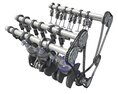Animated V6 Engine Cylinders Crankshaft 3D 모델 