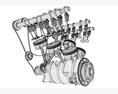 Animated V6 Engine Cylinders Crankshaft Modello 3D