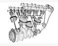 Animated V6 Engine Cylinders Crankshaft 3D-Modell