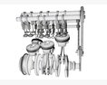 Animated V6 Engine Cylinders Crankshaft 3D модель