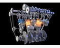Animated V6 Engine With Gasoline Ignition Modèle 3d