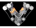 Animated V6 Engine With Gasoline Ignition 3d model