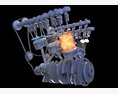Animated V6 Engine With Ignition 3D 모델 