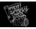 Animated V6 Engine With Ignition Modello 3D