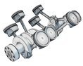 Animated V8 Engine 3d model