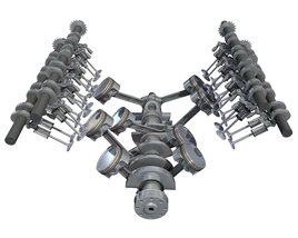 Animated V8 Engine Cylinders Modello 3D