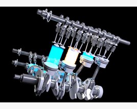 Animated V8 Engine Gasoline Ignition 3D model