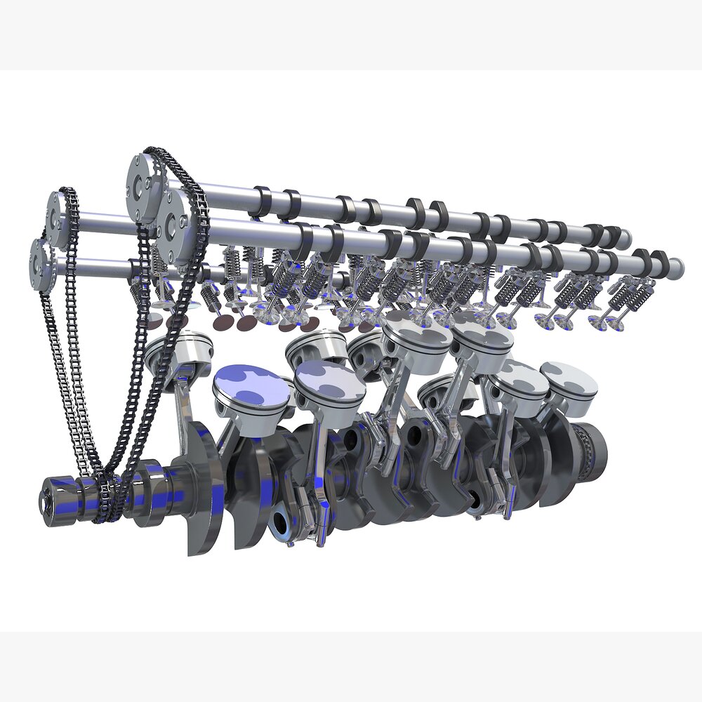 Animated V12 Engine Cylinders Crankshaft 3D model