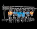 Animated V12 Engine Gasoline Ignition 3D 모델 