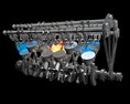 Animated V12 Engine Gasoline Ignition 3D 모델 