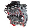 Cutaway Animated V12 Engine 3Dモデル
