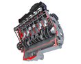 Cutaway Animated V12 Engine Modello 3D