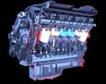 Cutaway Animated V12 Engine Ignition 3D модель