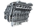 Cutaway Animated V12 Engine Ignition 3d model