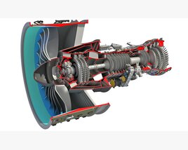 Cutaway Turbofan Engine 3D model