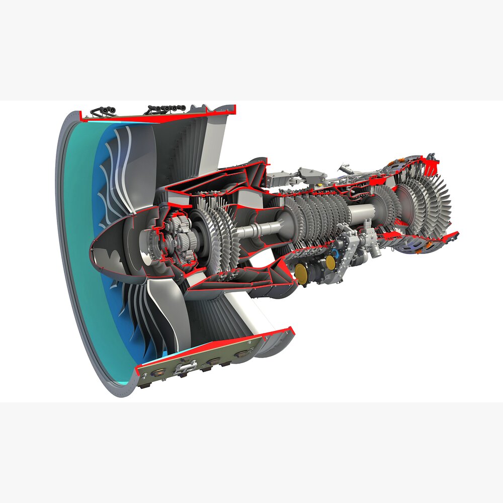 Cutaway Turbofan Engine Modèle 3D