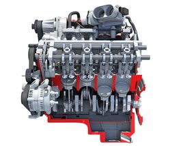 Cutaway V8 Engine 3Dモデル