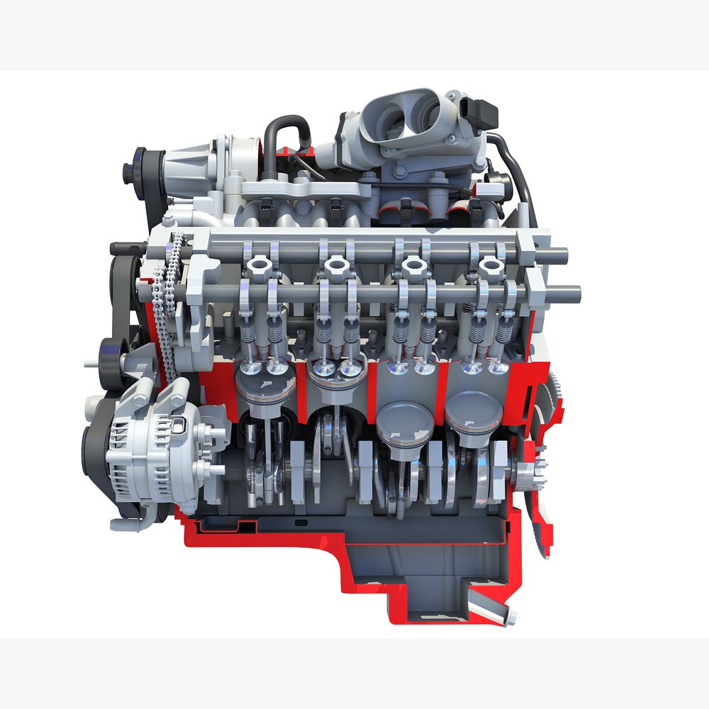 Cutaway V8 Engine 3D 모델 
