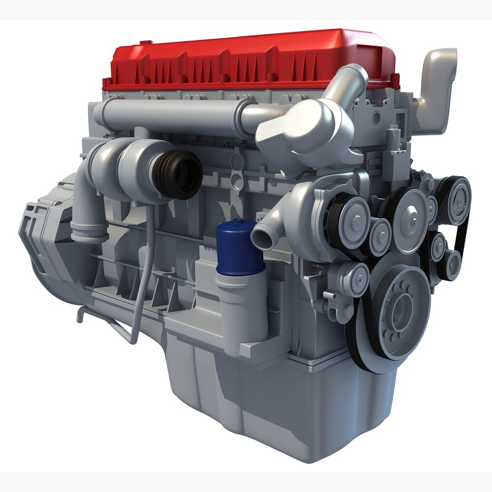 Detailed Heavy-Duty Truck Engine 3D 모델 