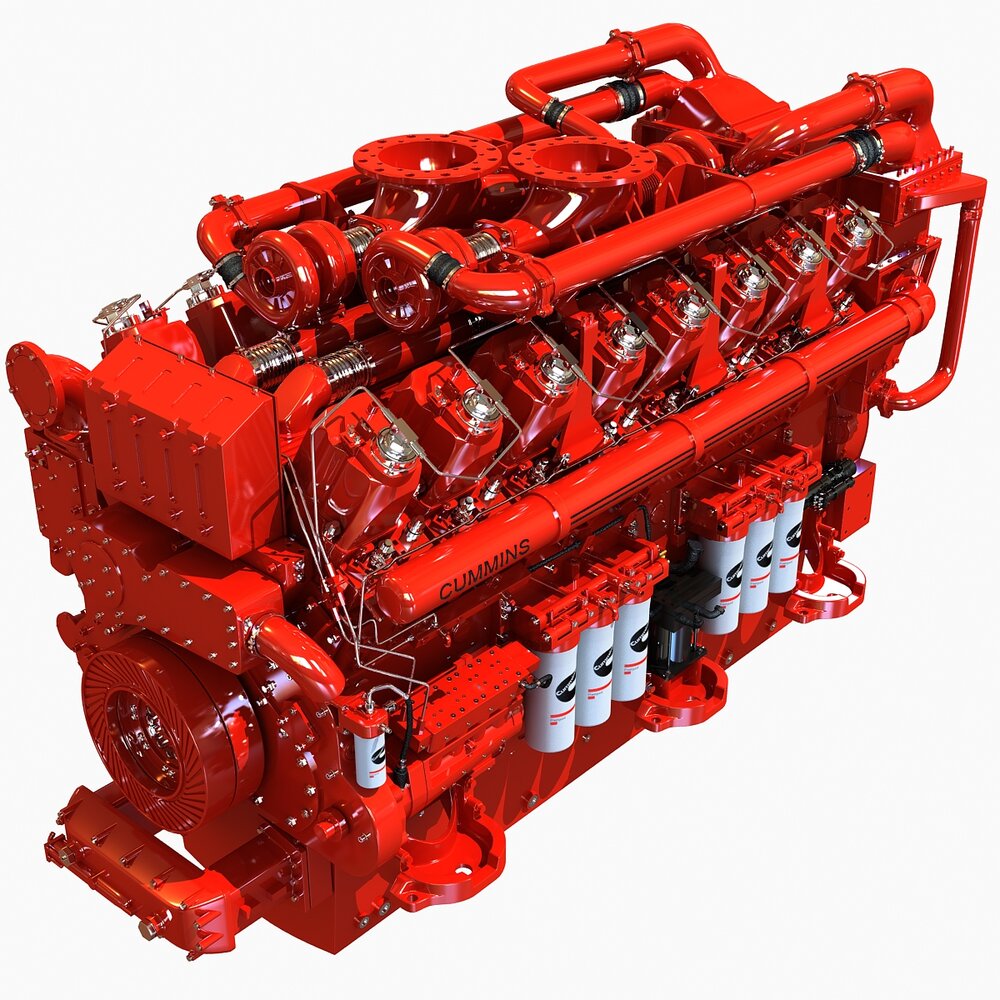 Diesel Engine Cummins 16 Cylinders 3D 모델 
