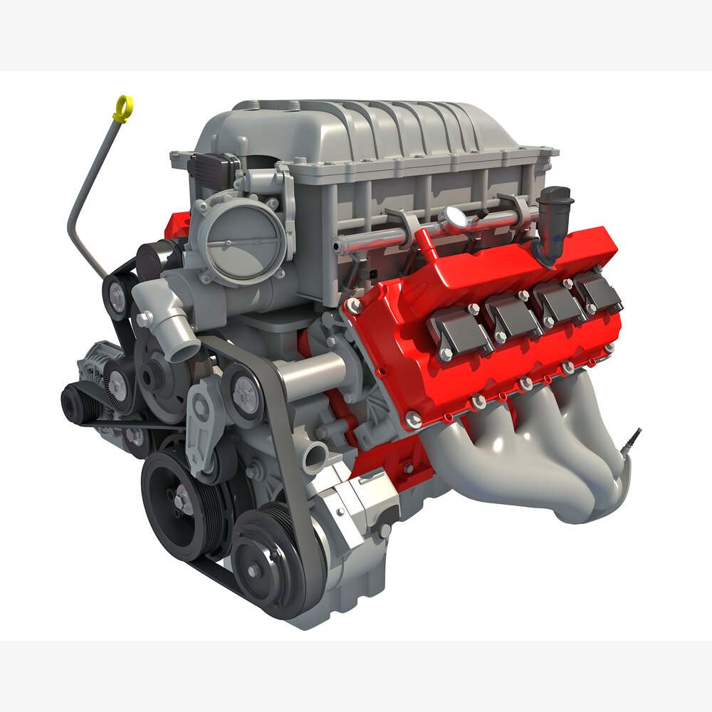 Dodge Challenger Supercharged HEMI Demon V8 Engine Modello 3D