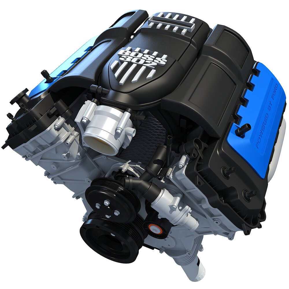 Ford Mustang Boss 302 V8 Engine 3D-Modell