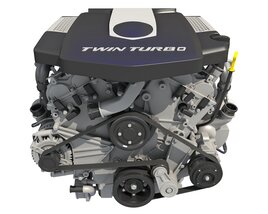 Full Twin Turbo V6 Car Engine 3D model