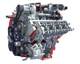 Full With Cutaway V8 Engine Modelo 3D
