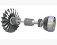 Geared Turbofan Engine With Interior 3d model
