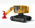 Heavy-Duty Tracked Logging Harvester 3D 모델  wire render