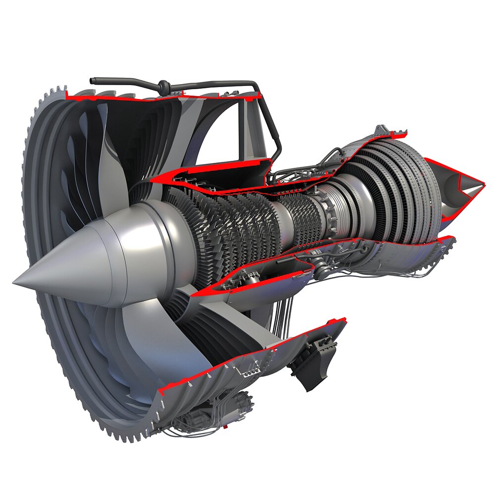 Jet Turbofan Engine Cutaway Modelo 3d