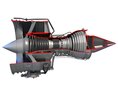 Jet Turbofan Engine Cutaway 3Dモデル
