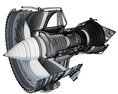 Jet Turbofan Engine Cutaway Modello 3D