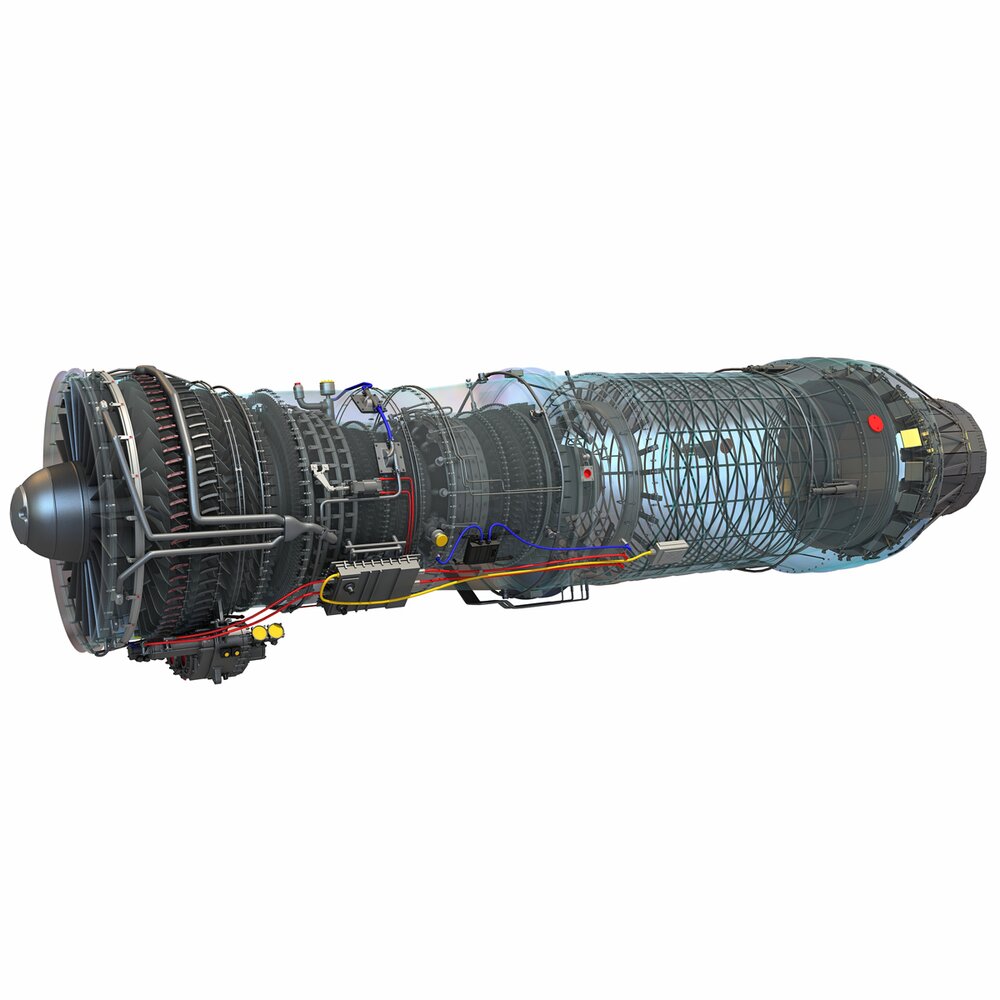 Military Supersonic Afterburning Turbofan Engine Modelo 3d