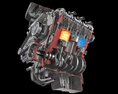 Sectioned Animated V6 Engine Gasoline Ignition 3D模型