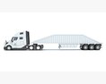 Semi Truck With Bottom Dump Trailer 3D 모델  back view