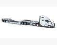 Semi Truck With Heavy Equipment Transport Trailer 3d model