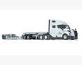 Semi Truck With Heavy Equipment Transport Trailer 3D模型 顶视图