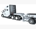 Semi Truck With Heavy Equipment Transport Trailer 3d model dashboard