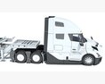 Semi Truck With Heavy Equipment Transport Trailer Modello 3D seats